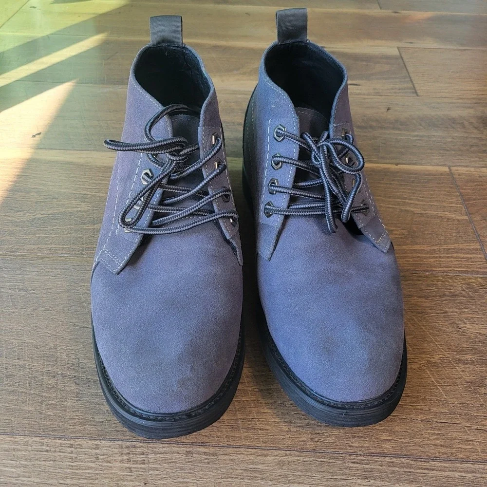 CALTO Mens Grey Suede Chukka Boots Elevator Height Increasing Shoes K9910 Size 9